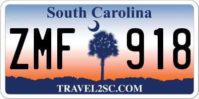 SC license plate ZMF918