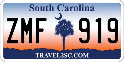 SC license plate ZMF919