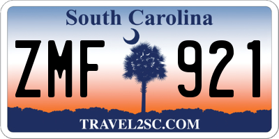 SC license plate ZMF921