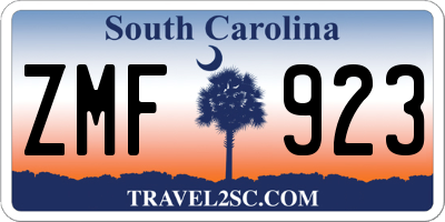 SC license plate ZMF923