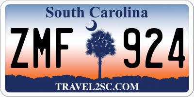 SC license plate ZMF924