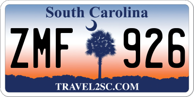 SC license plate ZMF926