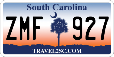 SC license plate ZMF927