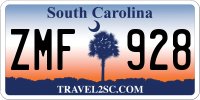 SC license plate ZMF928