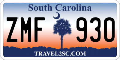 SC license plate ZMF930
