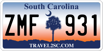 SC license plate ZMF931