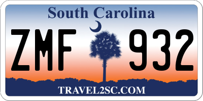 SC license plate ZMF932