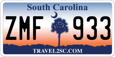 SC license plate ZMF933