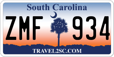 SC license plate ZMF934