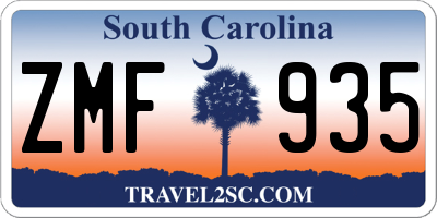 SC license plate ZMF935