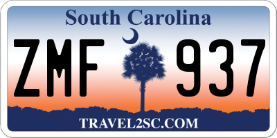 SC license plate ZMF937