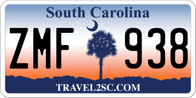 SC license plate ZMF938