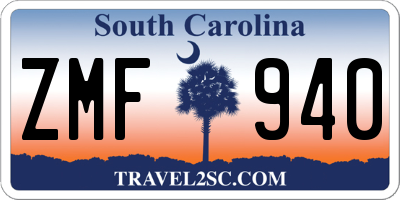SC license plate ZMF940