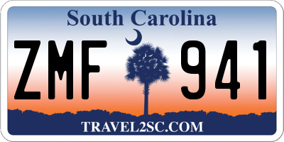 SC license plate ZMF941