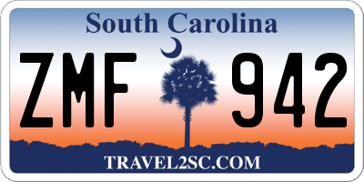 SC license plate ZMF942