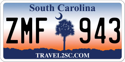 SC license plate ZMF943