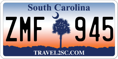 SC license plate ZMF945