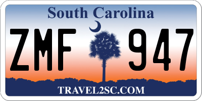 SC license plate ZMF947
