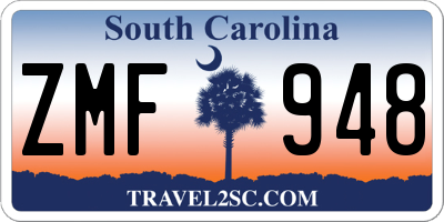 SC license plate ZMF948