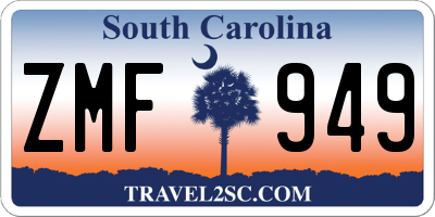 SC license plate ZMF949