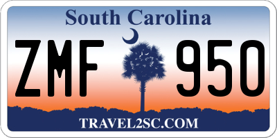 SC license plate ZMF950