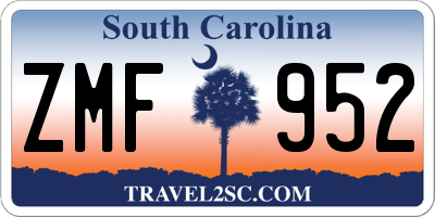 SC license plate ZMF952