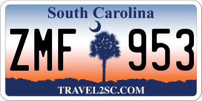 SC license plate ZMF953