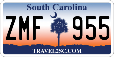 SC license plate ZMF955