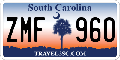 SC license plate ZMF960