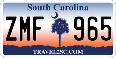 SC license plate ZMF965