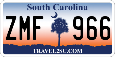SC license plate ZMF966