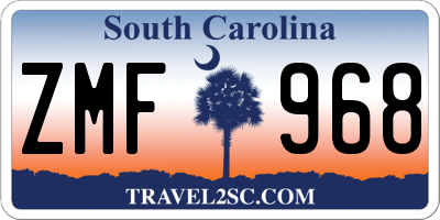 SC license plate ZMF968