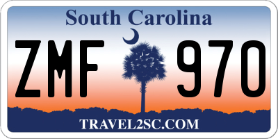 SC license plate ZMF970