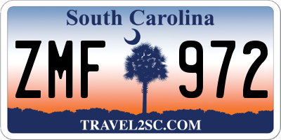 SC license plate ZMF972
