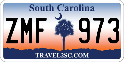 SC license plate ZMF973