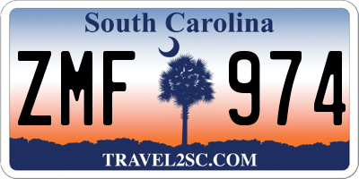 SC license plate ZMF974