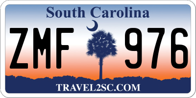 SC license plate ZMF976