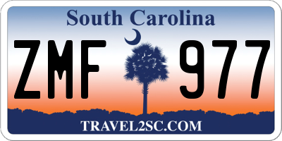 SC license plate ZMF977