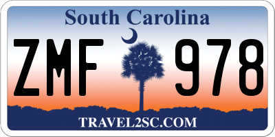 SC license plate ZMF978