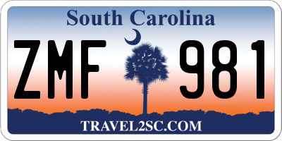 SC license plate ZMF981