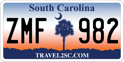 SC license plate ZMF982