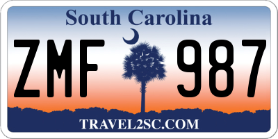 SC license plate ZMF987