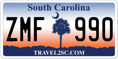 SC license plate ZMF990