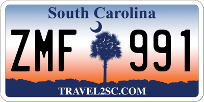 SC license plate ZMF991