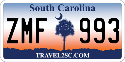 SC license plate ZMF993