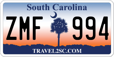 SC license plate ZMF994