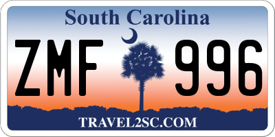 SC license plate ZMF996