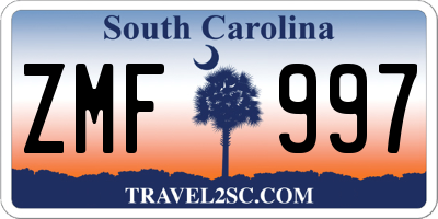 SC license plate ZMF997
