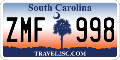 SC license plate ZMF998