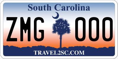 SC license plate ZMG000